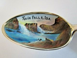American Sterling Silver & Enamel Souvenir Spoon,  Twin Falls,  Idaho