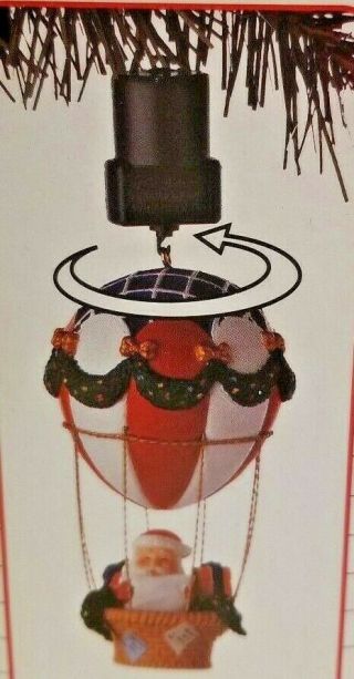 Vtg Noma Ornamotion Christmas Rotating Tree Ornament Santa In Hot Air Balloon 92