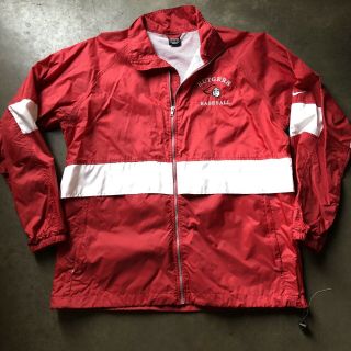 Mens Vintage Nike Team Rutgers Scarlet Knights Baseball Windbreaker Jacket Sz Xl