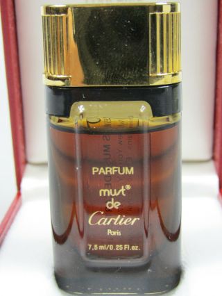 Vintage Must de Cartier Parfum Perfume 7.  5ml.  25 oz Glass Bottle Box 2
