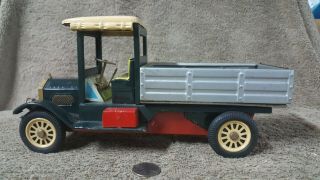 Large Vintage Old - Timer Delivery Flatbed Truck Tin Friction Toy From Japan 10.  5 "