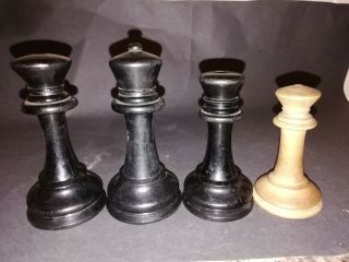 4 Antique Jaques Staunton Chess Set Spares Knigs Only Weighted