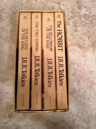 Vintage 1973 Tolkien The Hobbit & Lord Of The Rings Trilogy Books Gold Box Set 2