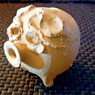 Vtg Handmade Stoneware Break - To - Open Ceramic - Pottery - Clay Piggy Bank Folk Art