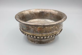 Antique Tibetan Or Mongolian Silver Mounted Burl Yak Milk Tea Bowl Cup – 4 3/8 "