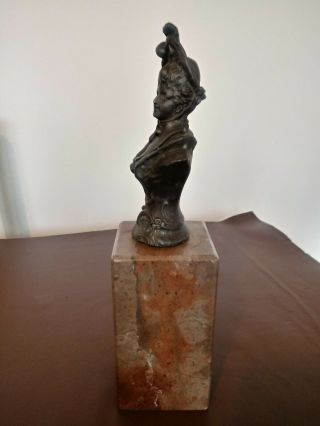 FRENCH 19th CENTURY BRONZE BUST OF A LADY A ON MARBLE PLINTH. 3