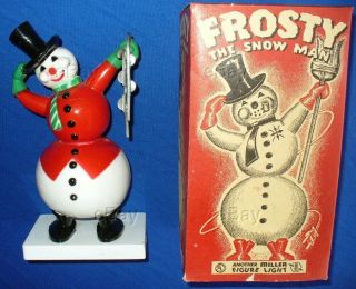 Antique Frosty The Snowman Christmas Miller Figure Light Plastic Holiday Boxed