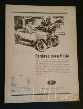 Vintage Ford Car Advertisement 1930 Paper Ad Sign Written In Croatian In Bosnia