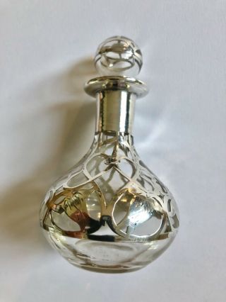 Antique Art Noveau Silver Overlay Scent Bottle Late 1800’s 2