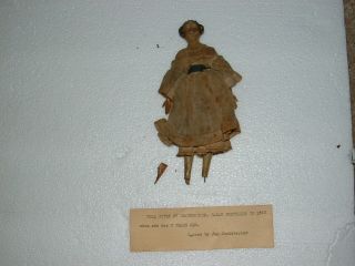 Antique Milliners Model Doll Paper Mache Head Wood Arms And Legs 1833 Dated