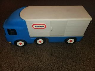 Vintage Little Tikes Ride On 23 " Blue Semi Moving Truck Tractor Trailer Big Rig