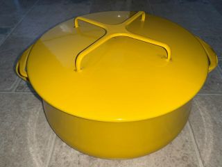 Vtg Yellow Dansk Designs Denmark Yellow Enameled Dutch Oven Pot Lid France 1hq