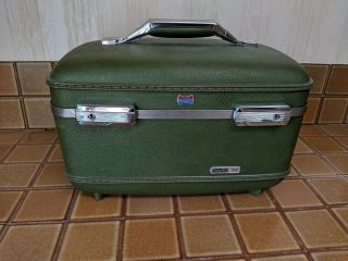 Vintage American Tourister Green Tiara Train Case With Tray