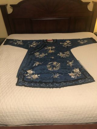 Antique Chinese Silk Embroidered Qing Era Robe