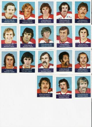 Vintage Washington Capitals 1974 - 75 Loblaws Nhl Action Players Team Set Of 18