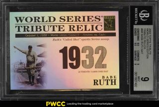 2003 Topps Tribute World Series Relics Babe Ruth Bat Patch /425 Bgs 9 Mt (pwcc)