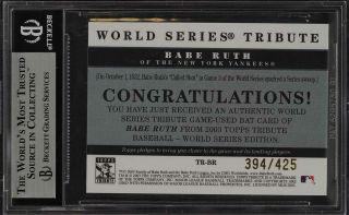 2003 Topps Tribute World Series Relics Babe Ruth BAT PATCH /425 BGS 9 MT (PWCC) 2