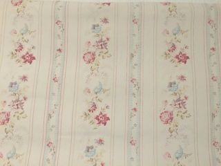Vintage Ralph Lauren Josie King Flat Sheet & Floral Stripe Cottage