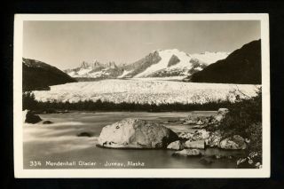 Alaska Ak Real Photo Postcard Rppc Juneau,  Mendenhall Glacier 334 Vintage
