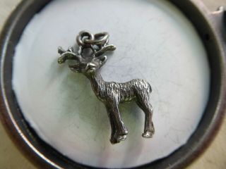 Vtg Sterling Heavily Textured Deer Charm With Antlers