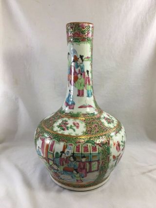 Fine Antique Large Chinese Famille Verte Bottle Form Vase