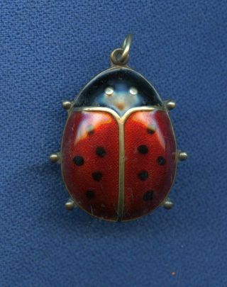 Vintage David Andersen Norway Sterling 925 S Silver Enamel Ladybug Pendant
