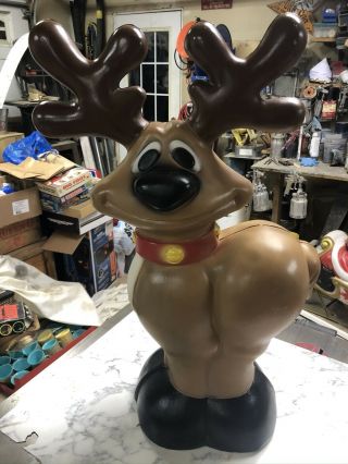 Vintage General Foam Blowmold Smiling Reindeer Christmas Yard Decor 27 " Awesome
