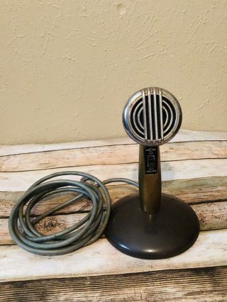 Vintage Astatic Model Vdhs Bullet Microphone With Stand Ham Radio