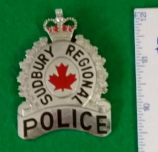 , 1 Vintage Sudbury Regional Police Department Hat Badge (ontario)