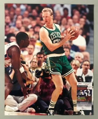 Larry Bird Signed 16x20 Photo Autographed Auto Jsa Boston Celtics Hof