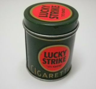 Lucky Strike Cigarettes “it’s Toasted” Cylindrical Tin Match Holder 2