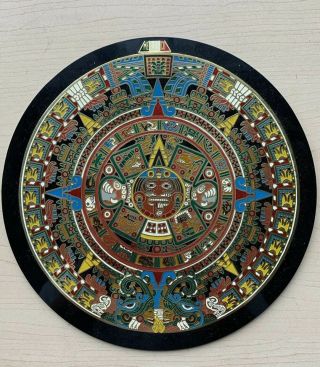 Vintage Brass/bakelite Mayan Calendar Wall Decor Souvenir From Mexico
