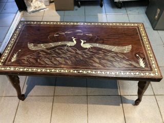 Vintage Peacock Inlay Coffee Table