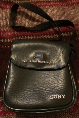 Vintage Sony Cd Walkman Black Soft Carrying Case With Shoulder Strap Exc Cond