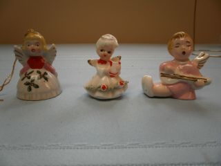 3 Vintage Porcelain/ceramic Christmas Angels 1 Ornament,  1 Playing Harp,  1 Guitar