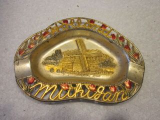 Vintage Souvenir Metal Ashtray Collector Plate (japan) Holland Michigan