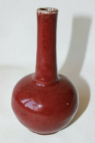 Chinese Sang De Boeuf Vase Antique 18th C Century Porcelain Pottery Glazed Red