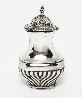 Victorian LARGE STERLING SILVER RIBBED PEPPER POT Birmingham 1897 2