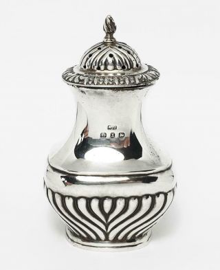 Victorian LARGE STERLING SILVER RIBBED PEPPER POT Birmingham 1897 3