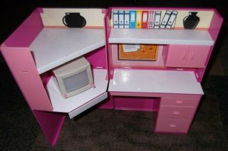 Barbie Ken Doll House Furniture - 4pc Vintage Computer Office Desk