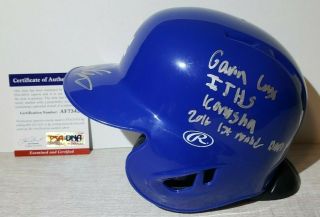 Gavin Lux Signed Autographed Auto Mini Batting Helmet With Inscriptions Psa/dna