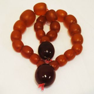 Antique Baltic Egg Yolk Butterscotch Amber Round Beads Rosary,  126 3