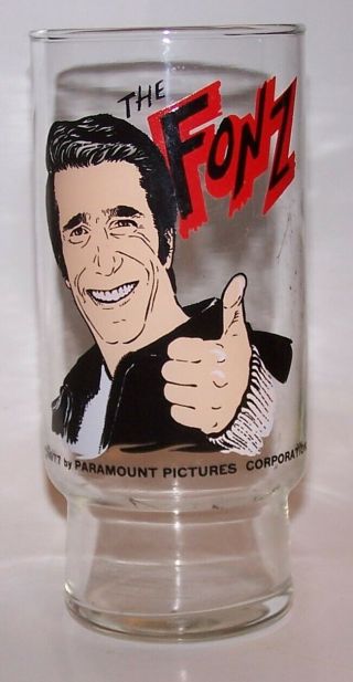 Vintage 1977 The Fonz Fonzie Happy Days Dr Pepper Drinking Glass