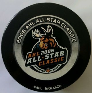 Manitoba Moose Ahl All Star Classic Winnipeg Canada Official Game Puck Inglasco