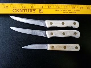 Vintage Classic Set Of 2 Chicago Cutlery 103s Steak Knives Wood Handles Plus 1