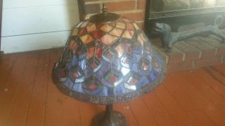 Vintage Dale Tiffany Stained Glass Lamp Slag Leaded 16 " Wide 22 " Tall