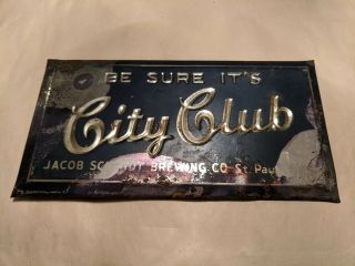 Vintage Jacob Schmidt Brewing Co.  Sign City Club St.  Paul Minnesota