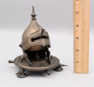 Antique Bronze Gothic Medieval Knight Armor Helmet Hotel Desk Service Bell,  NR 3