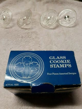 Euc Vintage Williams Sonoma 4 Piece Glass Cookie Stamp Set