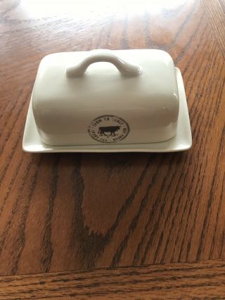 Ceramic Butter Keeper Stoneware Vintage Dish With Lid Covered Large